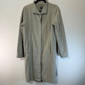Vtg Eileen‎ Fisher Women's Small Fleece Lined Hidden Snap Closure Trench Coat